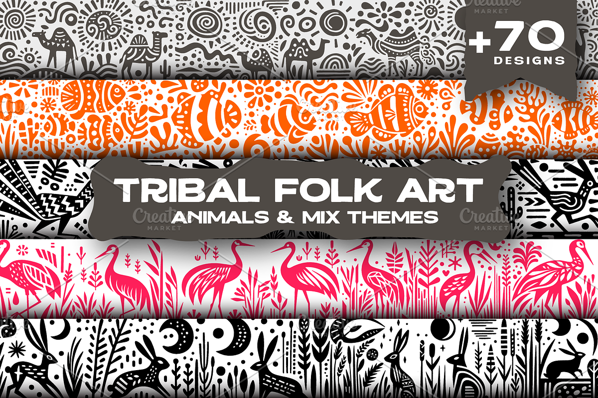 Vintage Animals and Fish Folk Art, an Illustration by devastd (Photo 1 of 30)