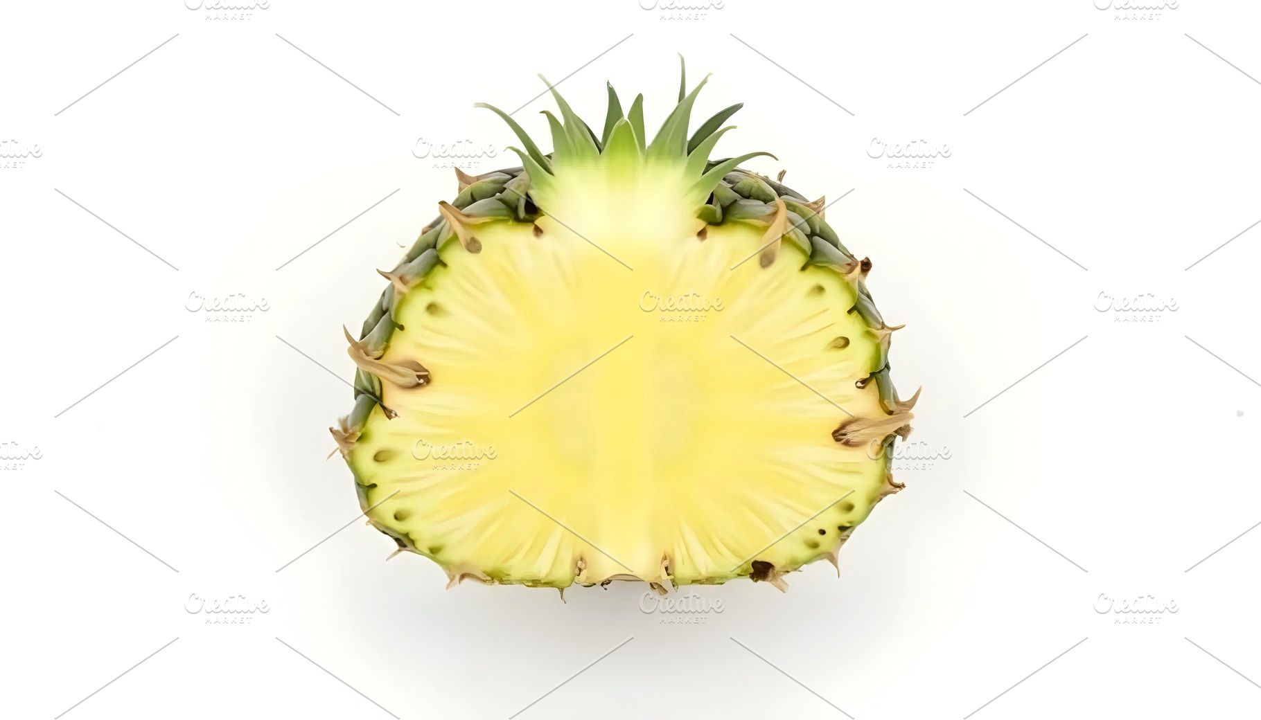 Whole Pineapple With Leaves On White, a Photo by LOGOCREATIVE