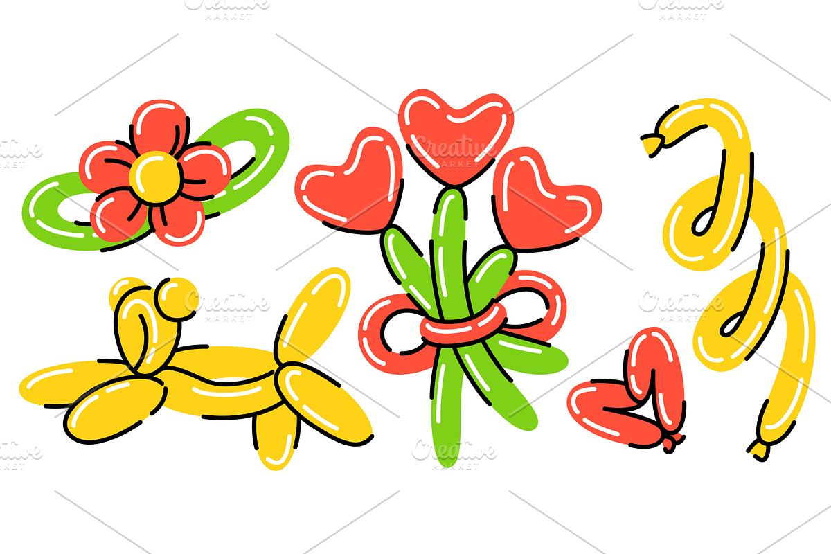 Long inflatable balloon toys set, an Object Illustration by art PVP - market
