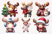 Kawaii Christmas Moose Clipart, an Illustration by Dream Creation (Thumbnail 5 of 7)
