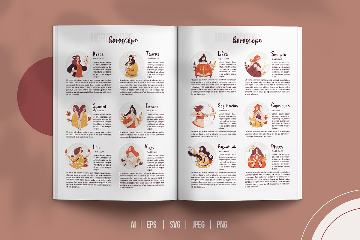 Zodiac Girls Illustration set, a Person Illustration by Frizenasya (Photo 2 of 10)