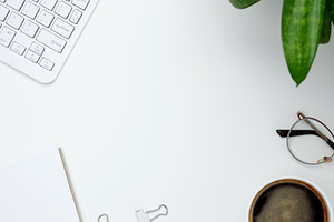 Office workspace and productivity concept. Flat lay composition with copy space, a Photo by matucha