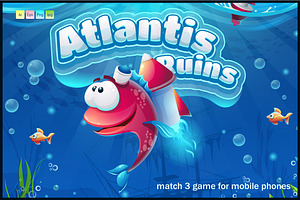 Atlantis Ruins Match 3 Mobile UI Kit, an UI Kit Template by Nearbirds