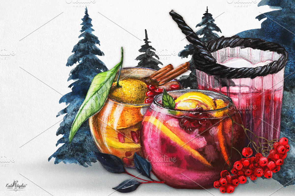 Watercolor Witchy Winter, a Food Illustration by Fluffy Unicorn (Photo 13 of 14)