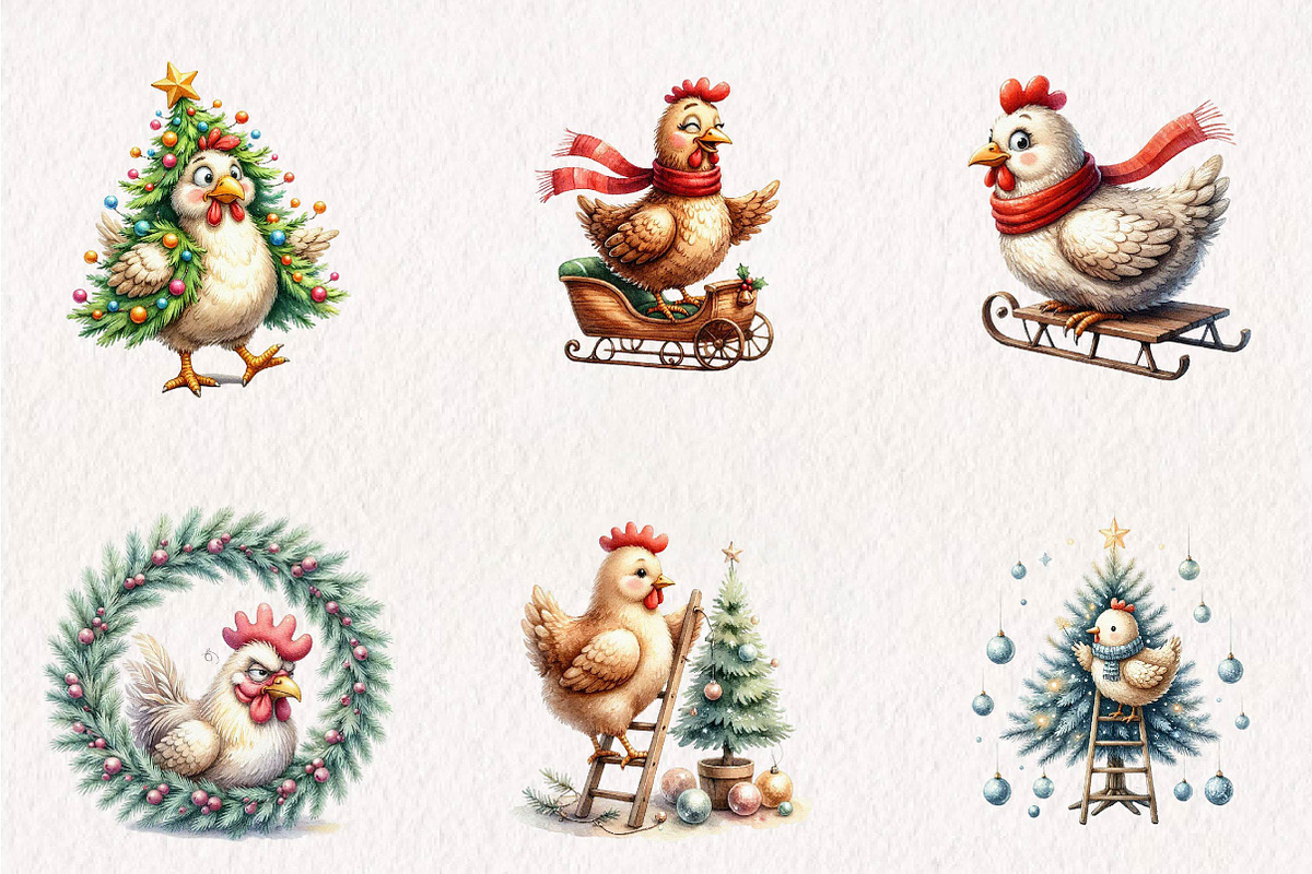 About Funny Christmas Chicken, a Seasonal Illustration by CreationArt (Photo 2 of 7)