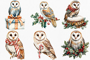 Christmas Barn Owl Clipart, an Illustration by Canvas Craft (Thumbnail 2 of 8)