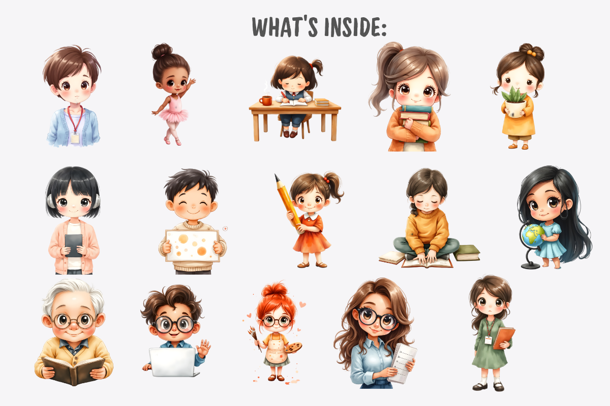 Teachers Clipart Bundle, a Decorative Illustration by Anca Digital Vibe (Photo 2 of 12)