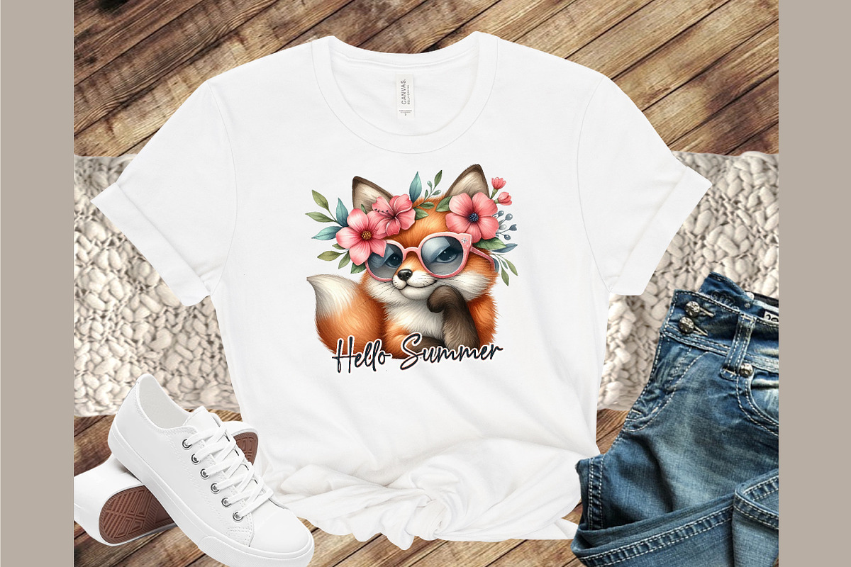 Hello Summer Fox Sublimation PNG, an Illustration by Sublimation Artist (Photo 6 of 9)