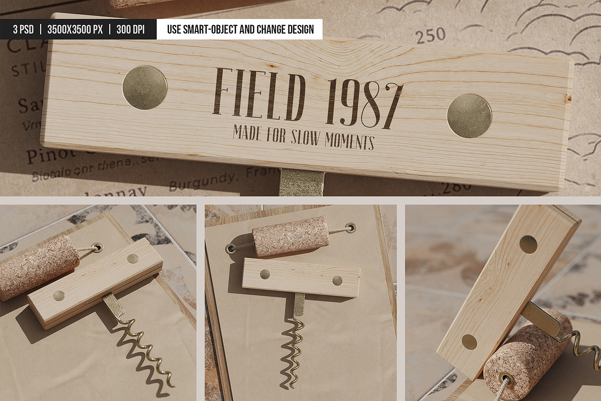 Wooden Corkscrew Mockup, an Advertising Mockup by SD Mockup (Photo 4 of 4)