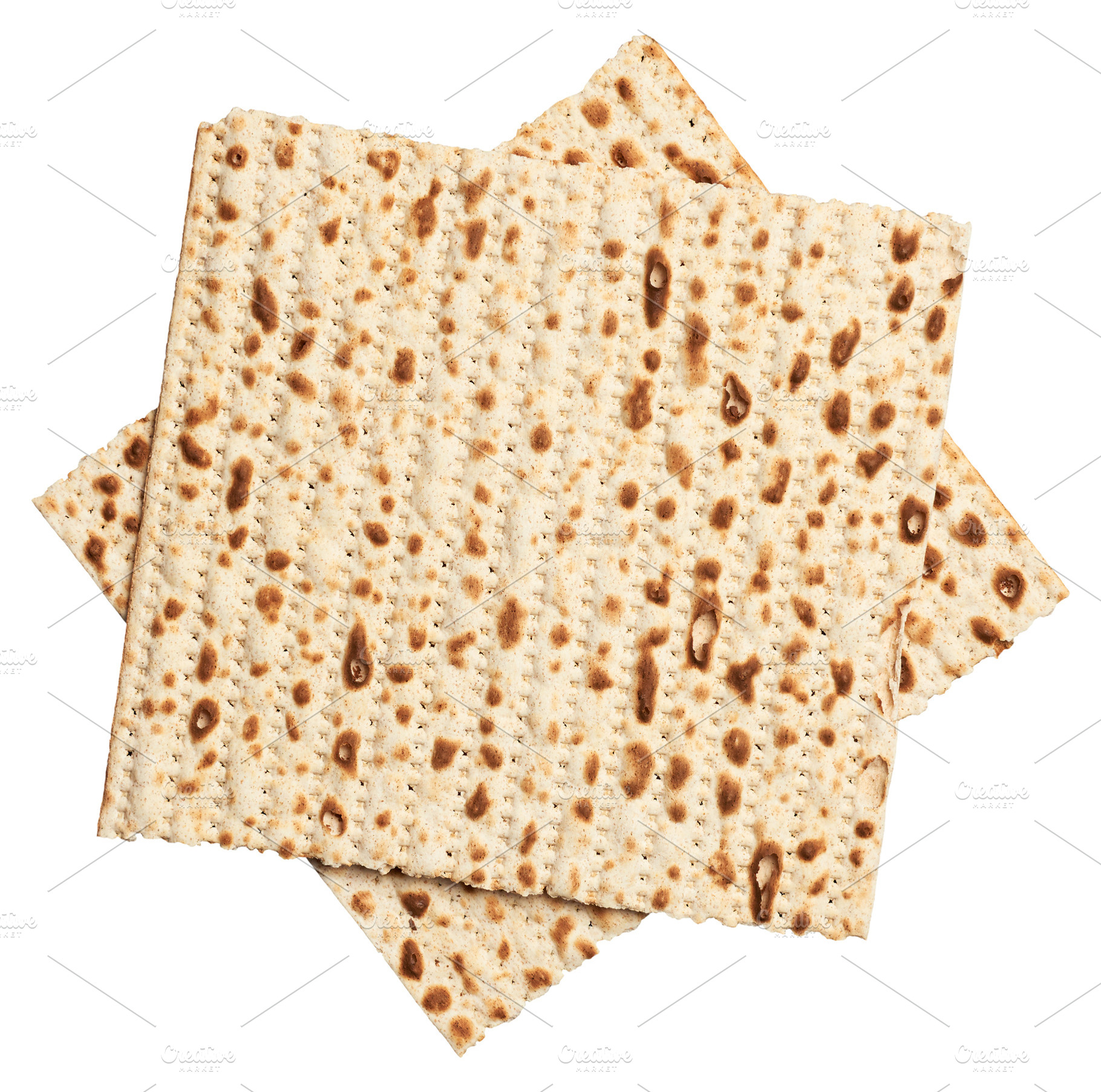 Two sheets of matzah stacked on top of each other, isolated on b, a Food & Drink Photo by ndanko