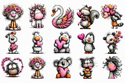 Valentine Animals Clipart, an Illustration by Libby Wishes (Thumbnail 2 of 7)