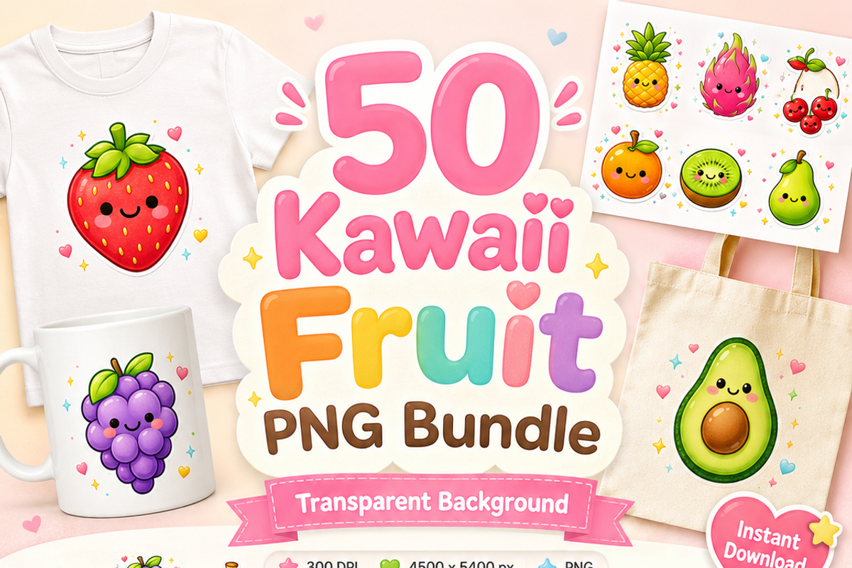 Kawaii Fruit PNG clipart, a Decorative Illustration by HeavensStar (Photo 5 of 8)