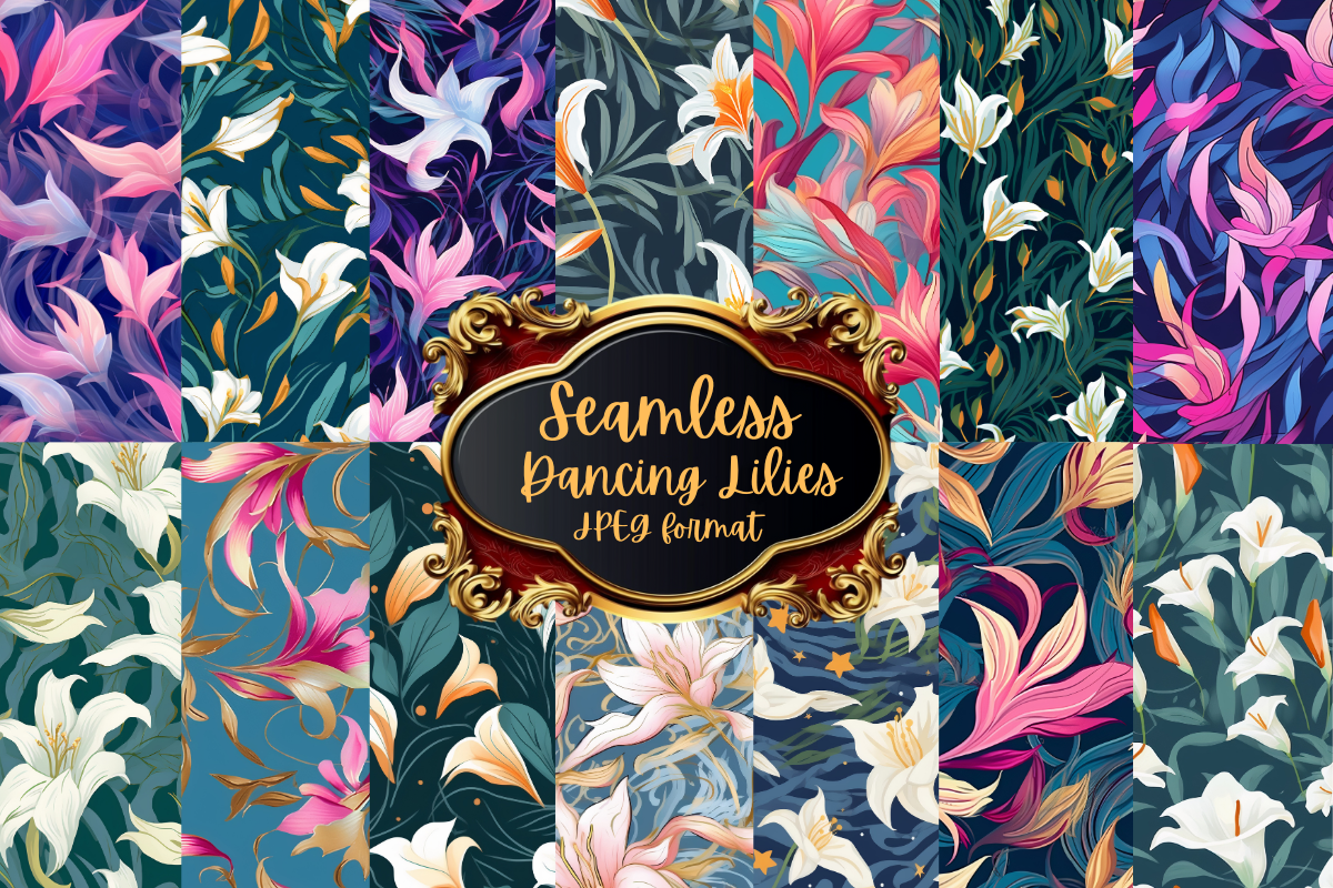Dancing lilies Seamless Paper, a Pattern Graphic by Agnesagraphic (ID 95)