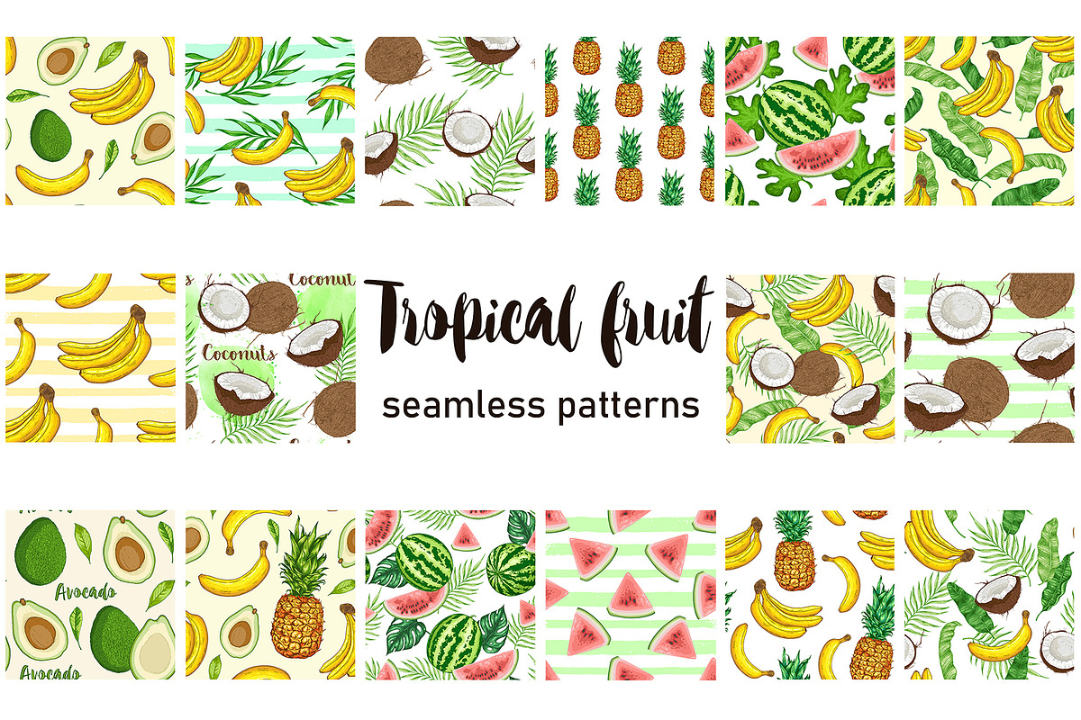 Tropical Fruit Seamless Patterns, a Pattern Graphic by Artspace (Photo 1 of 4)