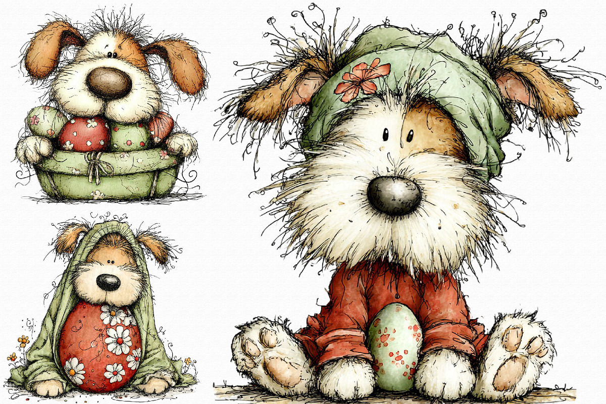Whimsical Easter Dogs Clipart, an Illustration by Libby Wishes (Photo 2 of 9)