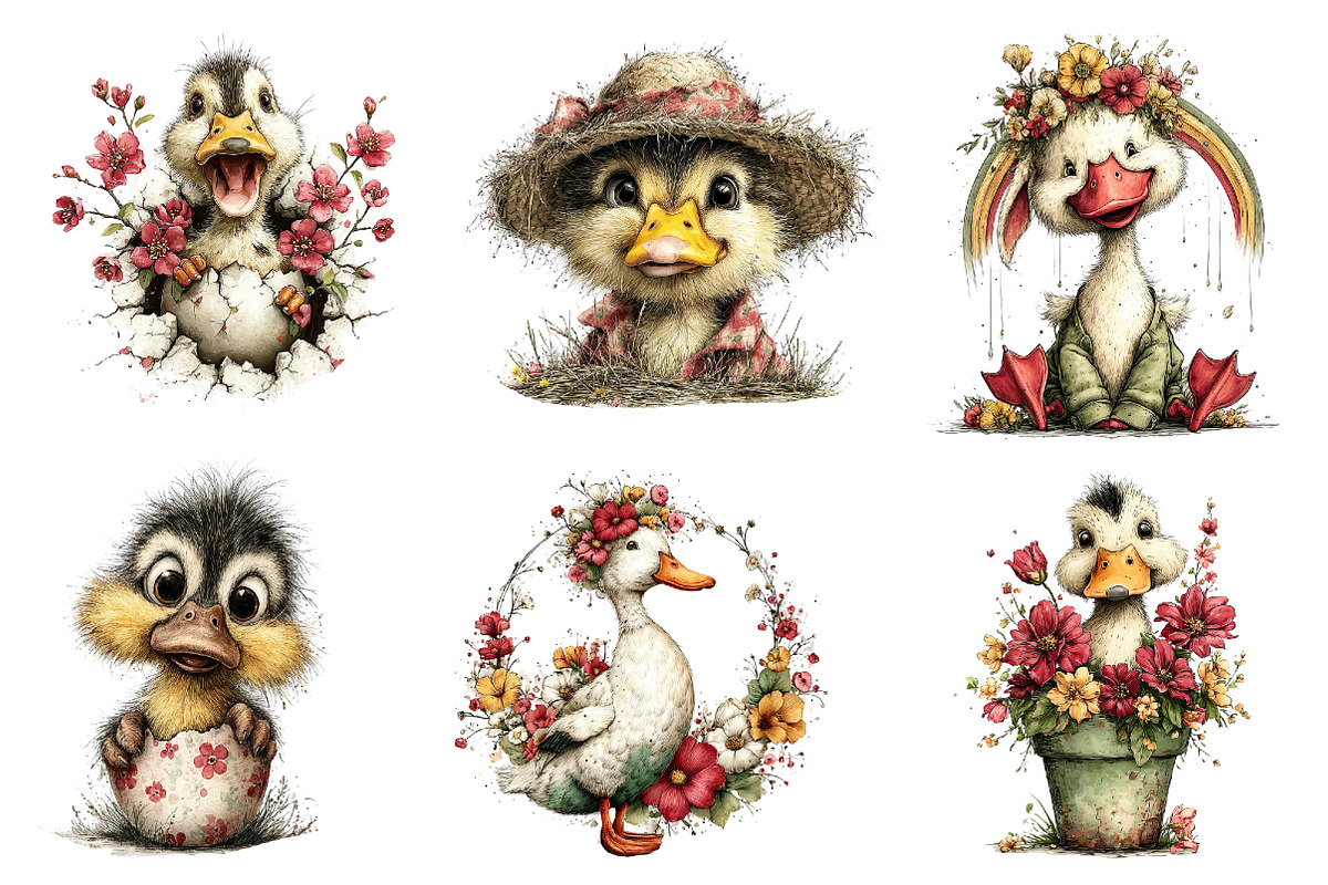 Whimsical Easter Duck Clipart, an Illustration by Dream Creation (Photo 6 of 7)