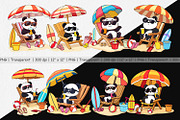 Summer Panda Clipart, a Graphic by Artnoy (Thumbnail 2 of 5)