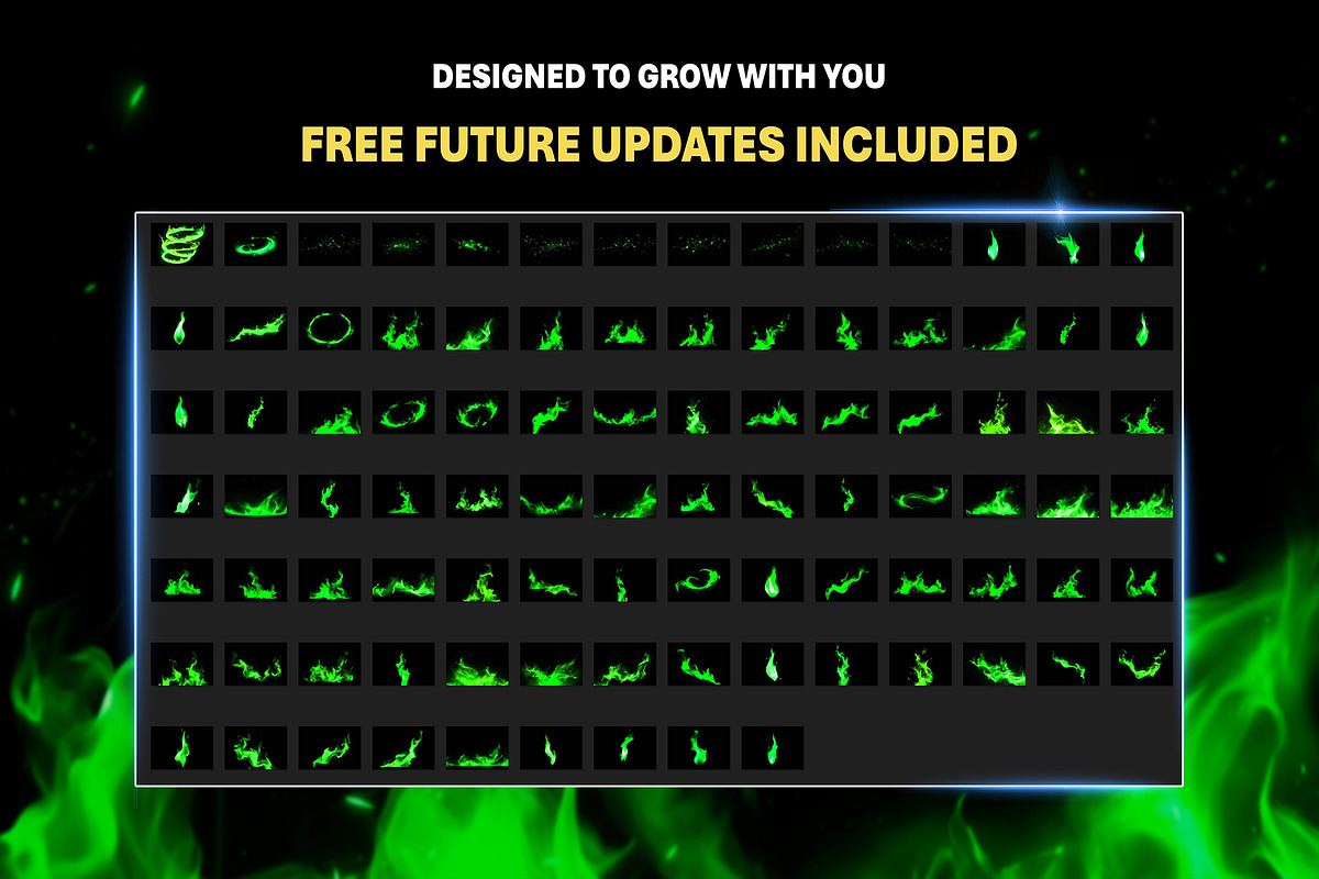 90+ Green Fire Overlay Effects, an Object Graphic by Mikel Blazgad (Photo 7 of 10)
