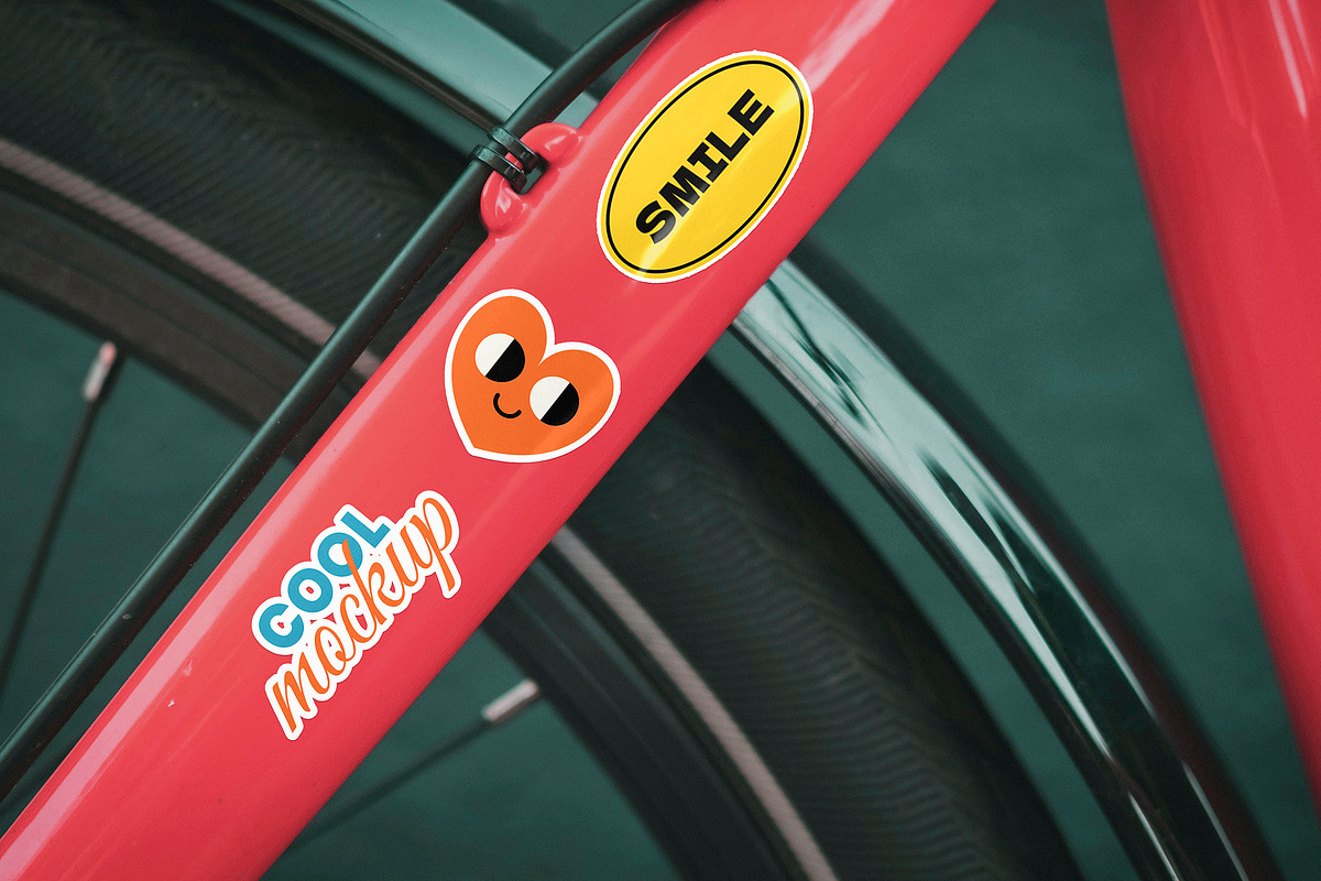 Bike Stickers Creation Mockups, a Mockup by Luuqas Design (Photo 3 of 6)