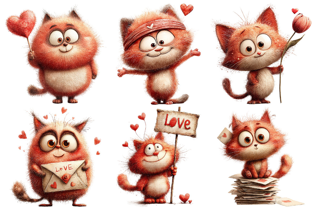 Valentine Cat Clipart, an Illustration by Pixels.Craft (Photo 4 of 5)