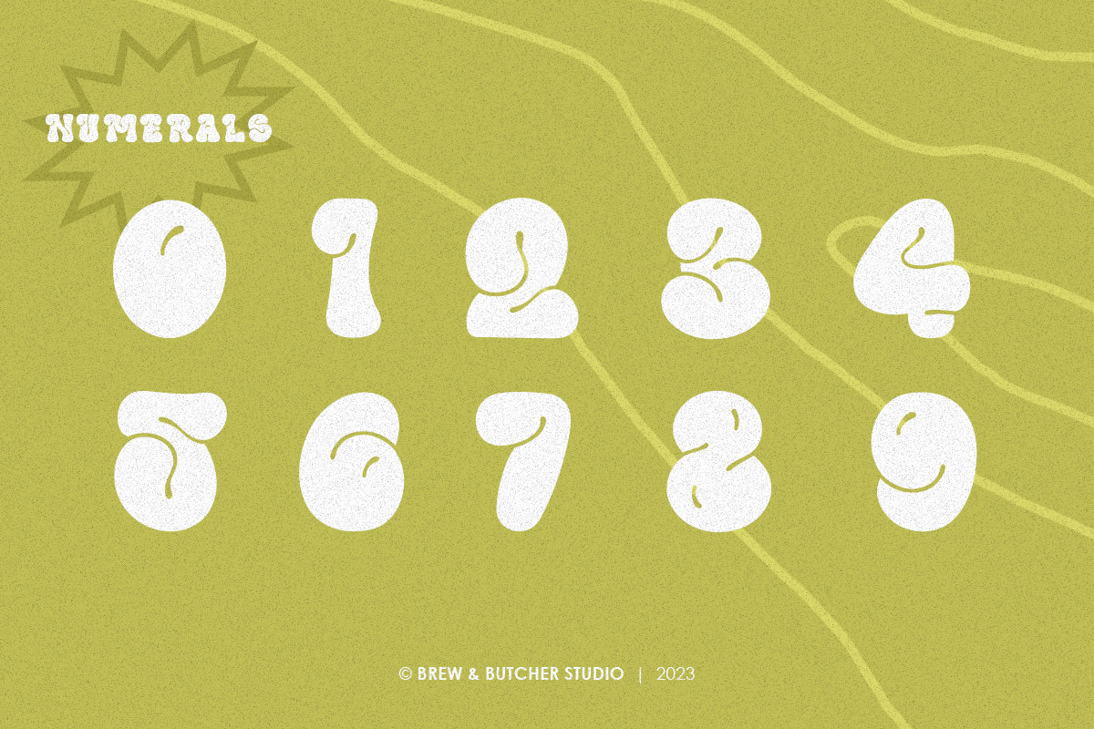BloomBops | Psychedelic Typeface, a Font by Brew & Butcher Studio (Photo 3 of 10)