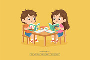 Cute Kids Reading Story Illustration, a Person Illustration by Partikusi Design (Thumbnail 2 of 3)