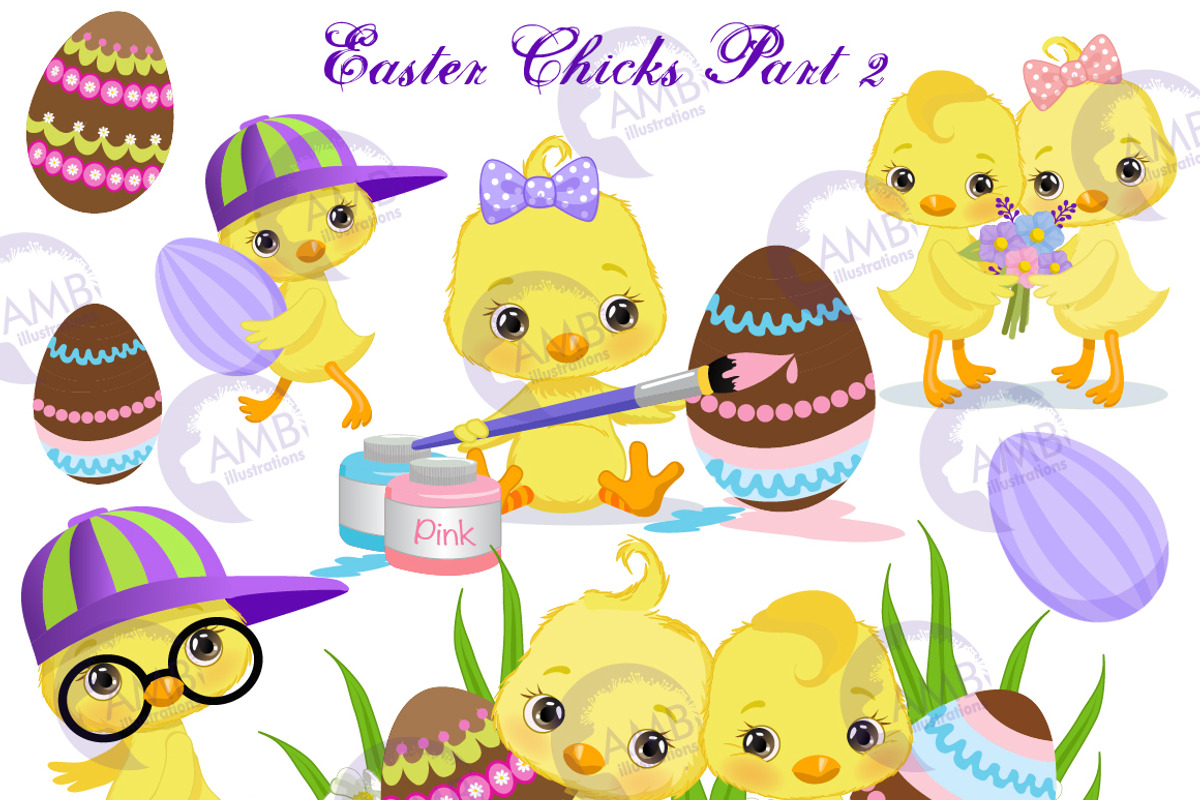 Easter chicks clipart 2 - AMB-2727, an Illustration by AMBillustrations (Photo 2 of 6)