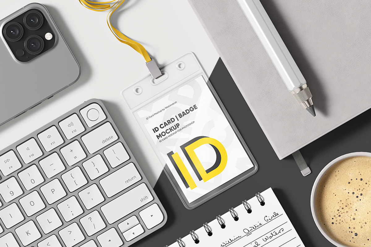 Vertical Name Tag Badge Mockup, a Merchandise Mockup by WebAndCat (Photo 3 of 12)