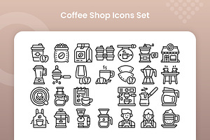 Coffee Shop Icons Set - Line