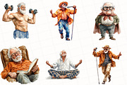 Watercolor Funny Grandpa Clipart, an Illustration by OK Design (Thumbnail 4 of 5)