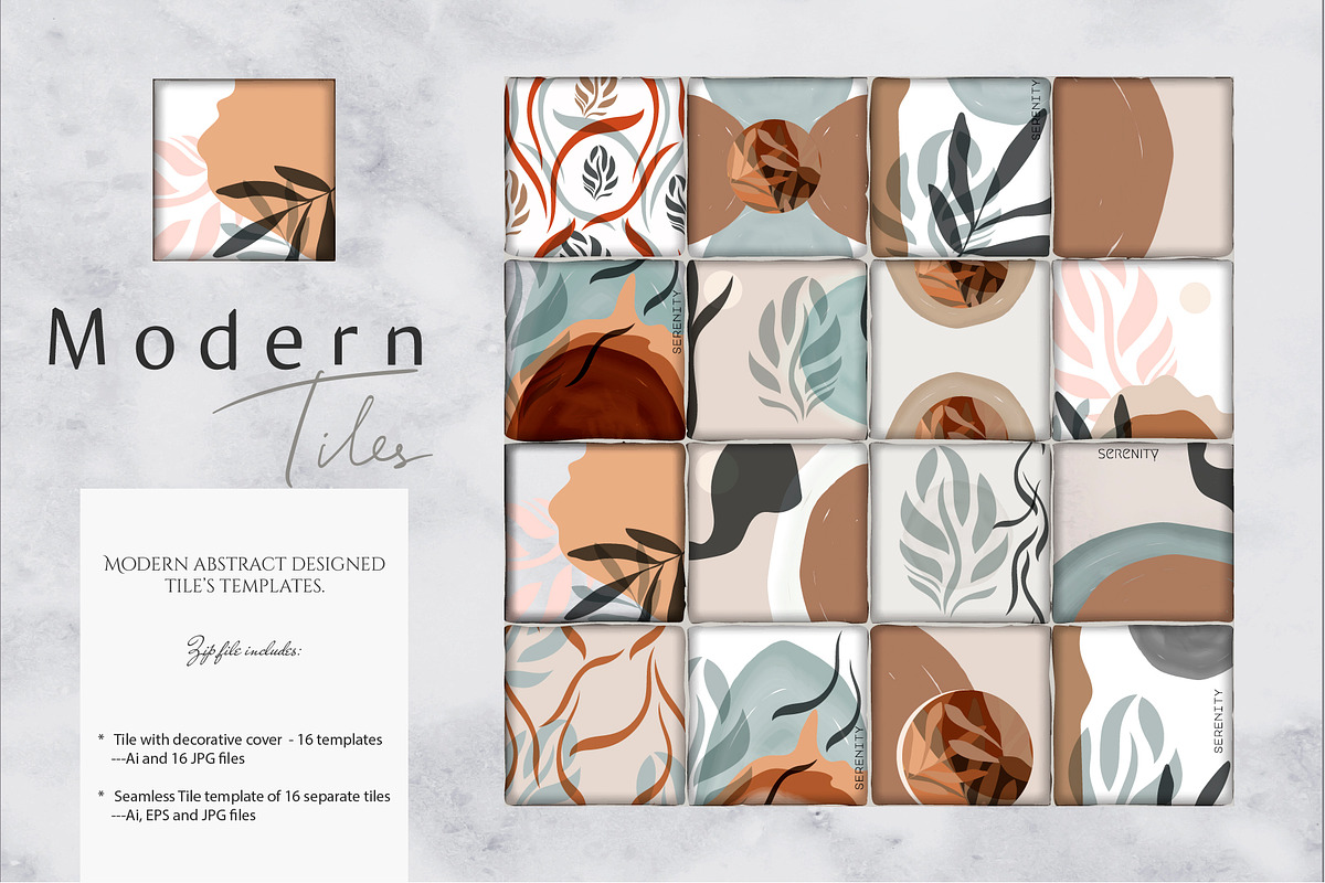 16 Modern abstract Tile templates, a Decorative Illustration by DeMih (Photo 1 of 4)