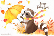 Autumn falling leaves, an Animal Illustration by Colibri Watercolor (Thumbnail 4 of 10)