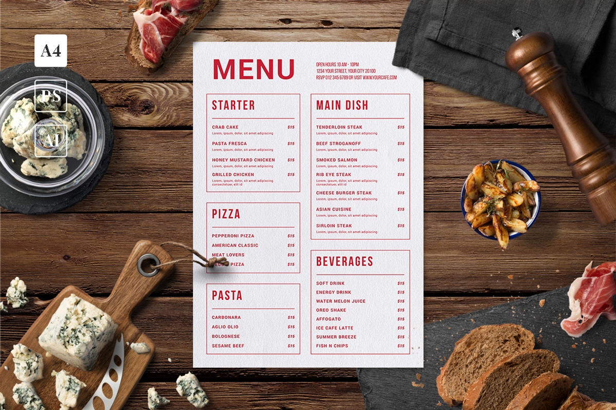 Minimalist Food Menu, a Print Template by The Savory Directors (Photo 1 of 3)
