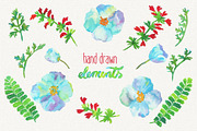 Watercolor hand drawn floral kit, an Illustration by Erifilia (Thumbnail 2 of 4)