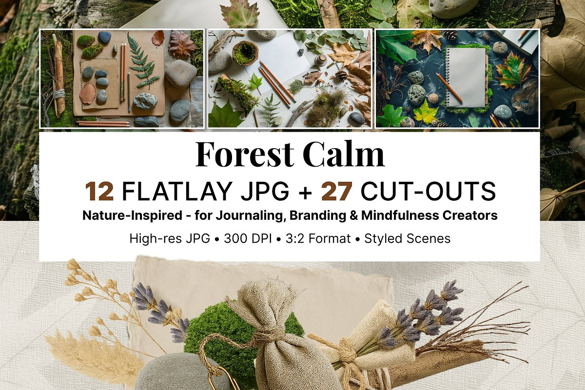 Forest Calm  Flatlays, Botanical PNG, an Object Graphic by Pachel (Photo 1 of 6)