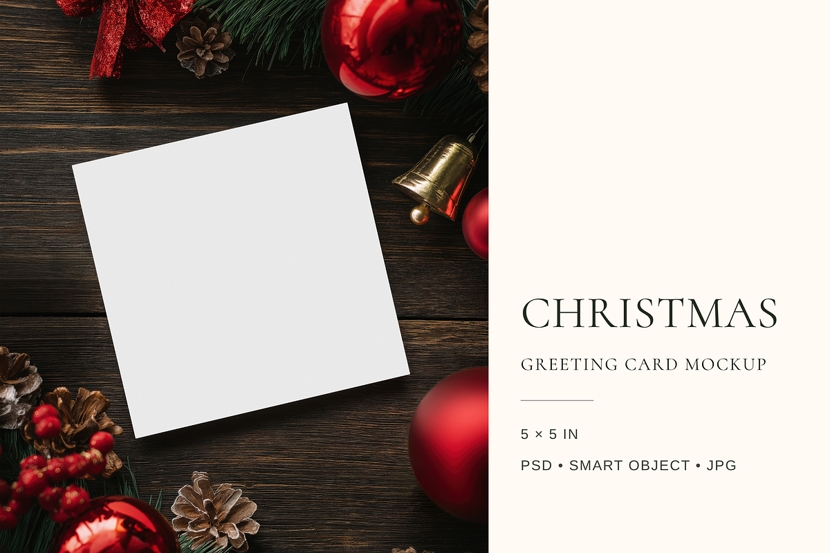 5x5 Christmas Greeting Card Mockup, an Advertising Mockup by Serenefeeling (Photo 1 of 7)