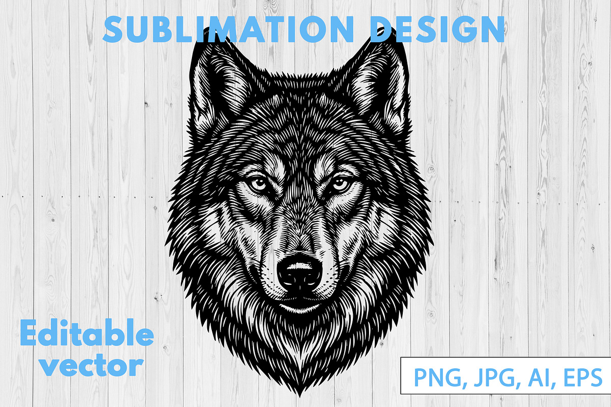 Wolf Linocut Sublimation Design, an Animal Illustration by ArtIrisArt (Photo 1 of 3)