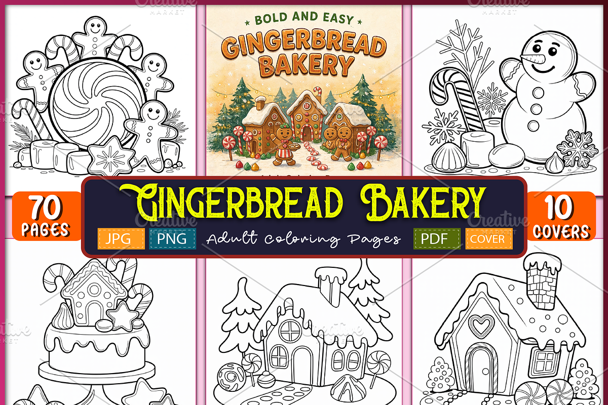 Bold and Easy Gingerbread Bakery, a Seasonal Illustration by Ink Gallery (Photo 1 of 4)