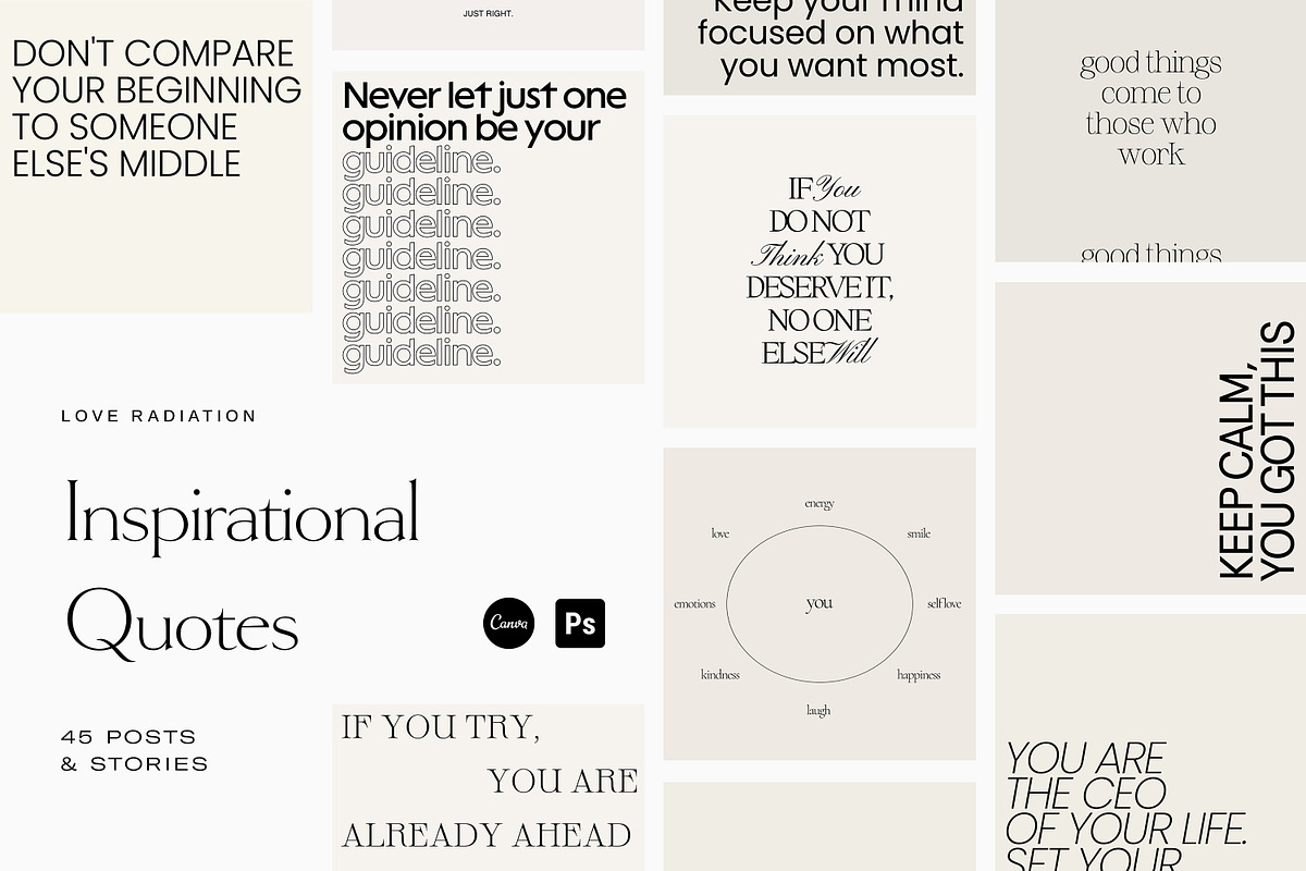 CANVA PS Instagram Quotes Posts, a Social Media Template by Love Radiation Studio (Photo 1 of 16)