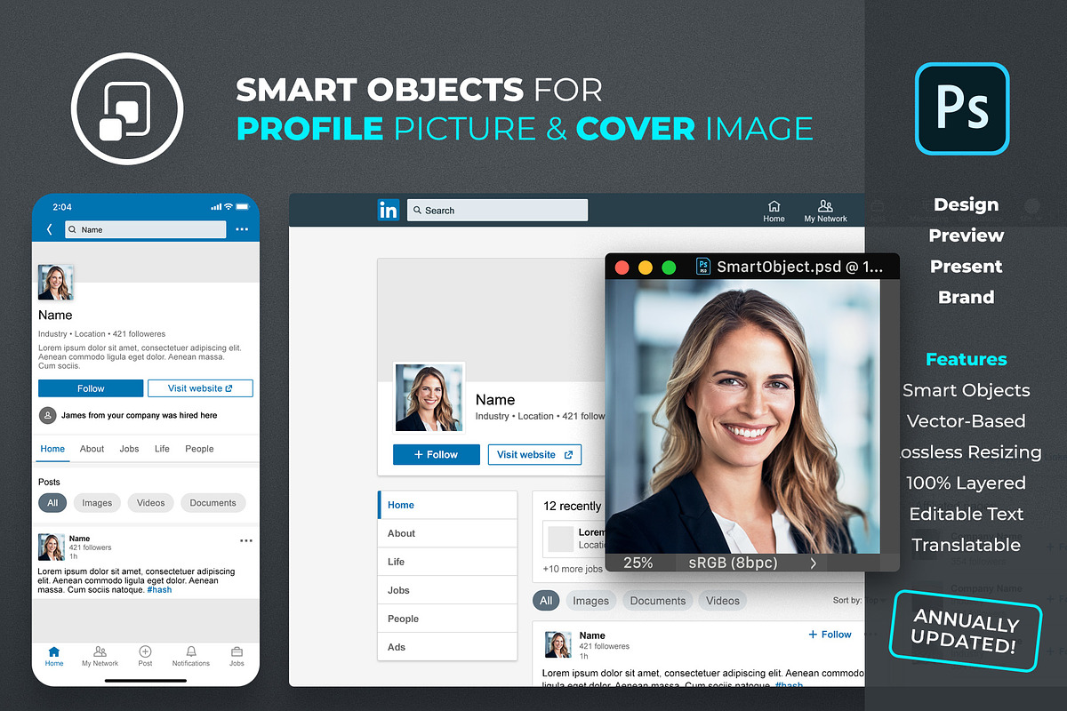 LinkedIn Company Profile Mockup, a Social Media Template by FEINGOLD (Photo 2 of 8)