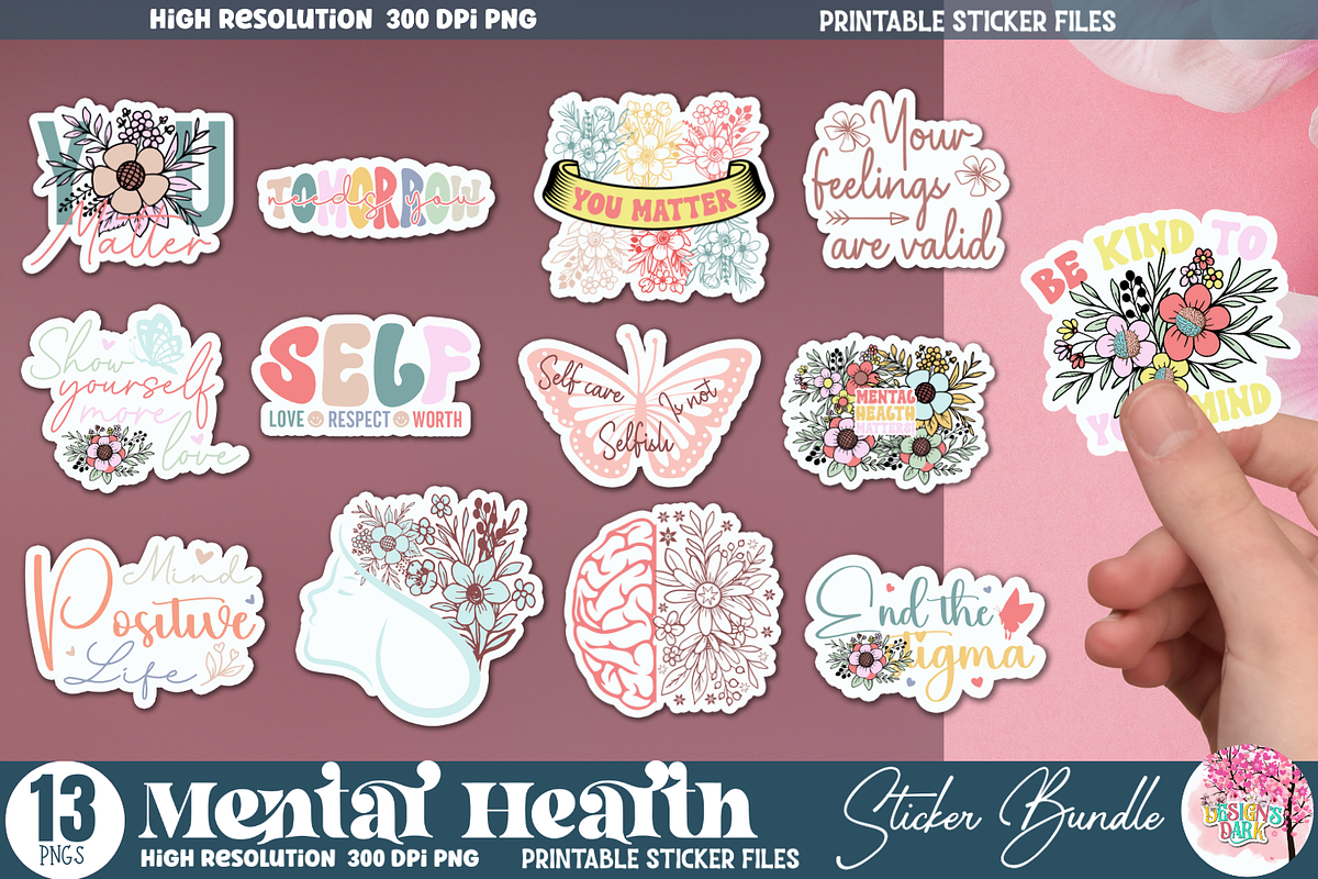 Mental Health Sticker Bundle, an Object Graphic by Design's Dark (Photo 1 of 10)