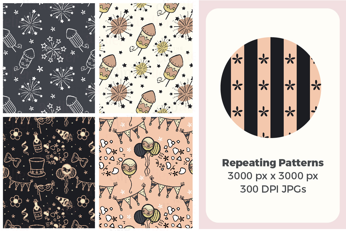 Boho New Year Seamless Patterns, a Pattern Graphic by TheClipAtelier (Photo 3 of 3)