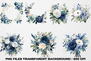 Watercolor Blue Flowers Clipart