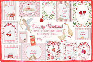 Valentine's Day Frames Cards Clipart