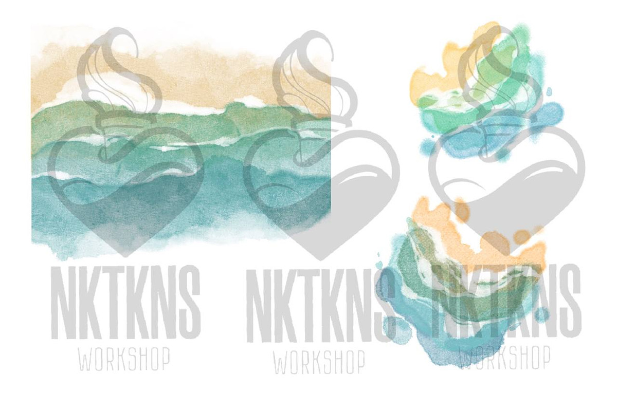 Summer Beach Clipart. Ocean clipart., a Texture Illustration by NKTKNS (Photo 3 of 7)