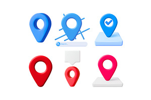Collection of 3d vector map pin, an Object Illustration by Abscent