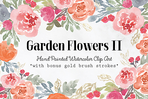 Garden Flowers II Watercolor Clipart