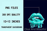 Turquoise Dripping Lips Bundle, an Illustration by SVGArt (Thumbnail 5 of 8)