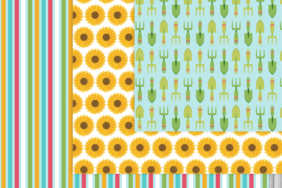 Sunflower Patterns - Digital Paper, a Pattern Graphic by Leska's Digitals (Photo 4 of 6)