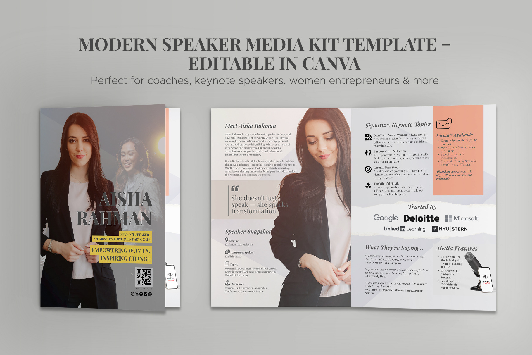 Modern Speaker Media Kit Template by Oshin Design | Creative Market